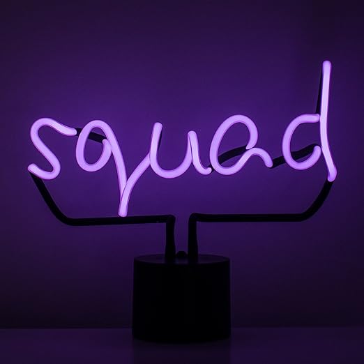 Amped & Co Squad Neon Desk Light, Real Neon, Purple, Large 11x12.2, Home Decor Neon Signs For Unique Rooms - LeafyLoom