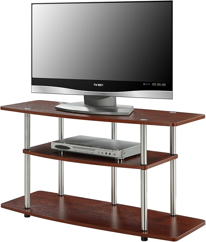 Convenience Concepts Designs2Go 3-Tier Wide TV Stand, 42", Cherry - LeafyLoom