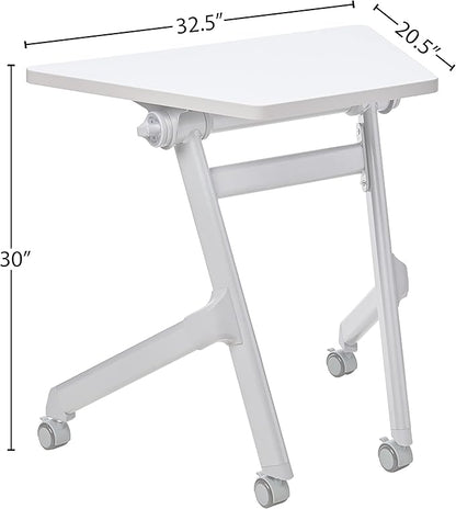 Safco Products Learn Student Nesting Trapezoid Desk, Small Corner Desk for Classrooms & Custom Classroom Layouts (Dry Erase) - LeafyLoom