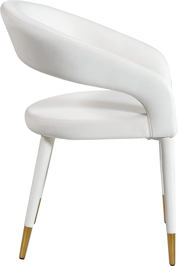 Meridian Furniture Destiny Collection Modern | Contemporary Velvet Upholstered Rounded Back Dining Chair, 23" W x 23" D x 31.5" H, Cream - LeafyLoom