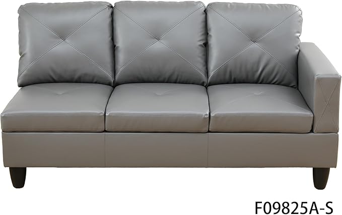 3-Piece L-Shaped Sectional Couches Lounge & Storage Modular Living Room Home Office, 3pcs 97'' Sofa+66.5'' Chaise+28.5'' Ottoman(Left), Dark Grey Faux Leather - LeafyLoom