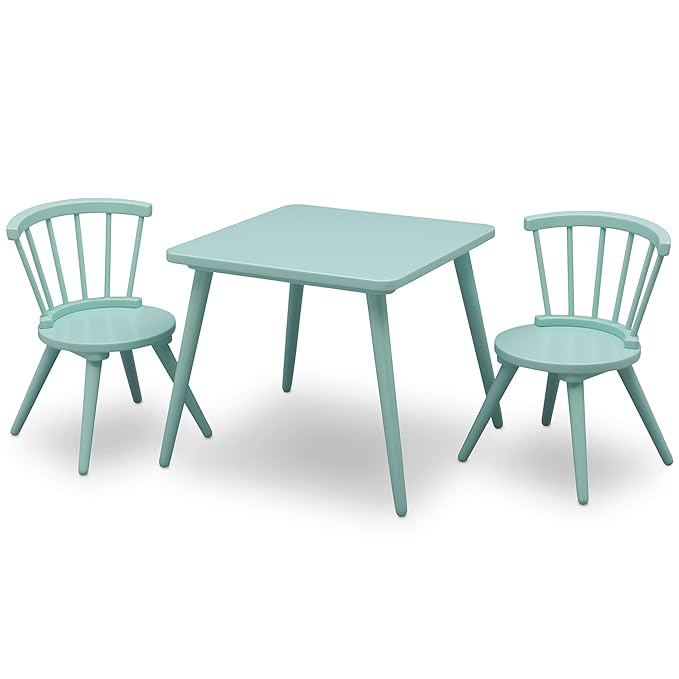 Delta Children Windsor 2 Chair, 3 Piece Set, Aqua - LeafyLoom