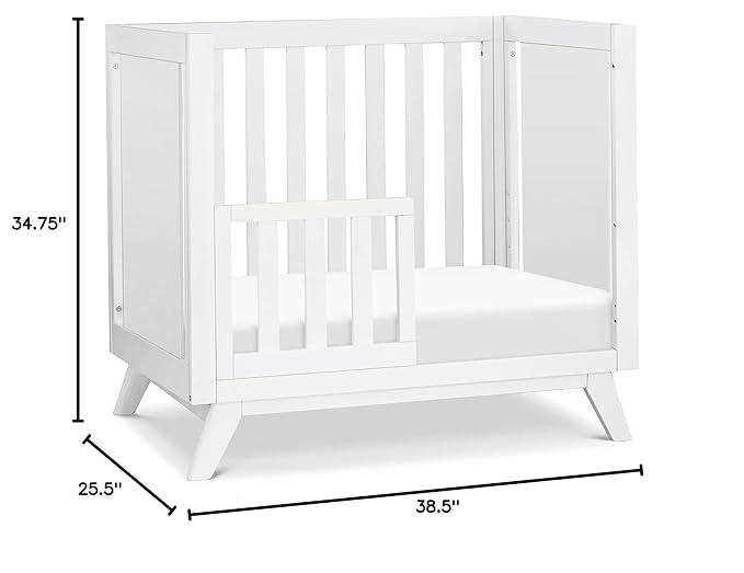 DaVinci Otto 3-in-1 Convertible Mini Crib with 4" Mattress in White, Greenguard Gold Certified - LeafyLoom