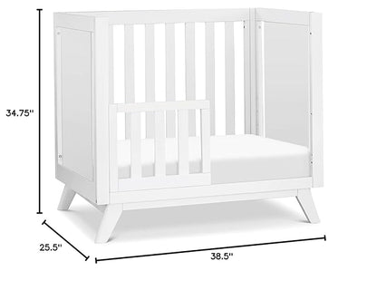 DaVinci Otto 3-in-1 Convertible Mini Crib with 4" Mattress in White, Greenguard Gold Certified - LeafyLoom