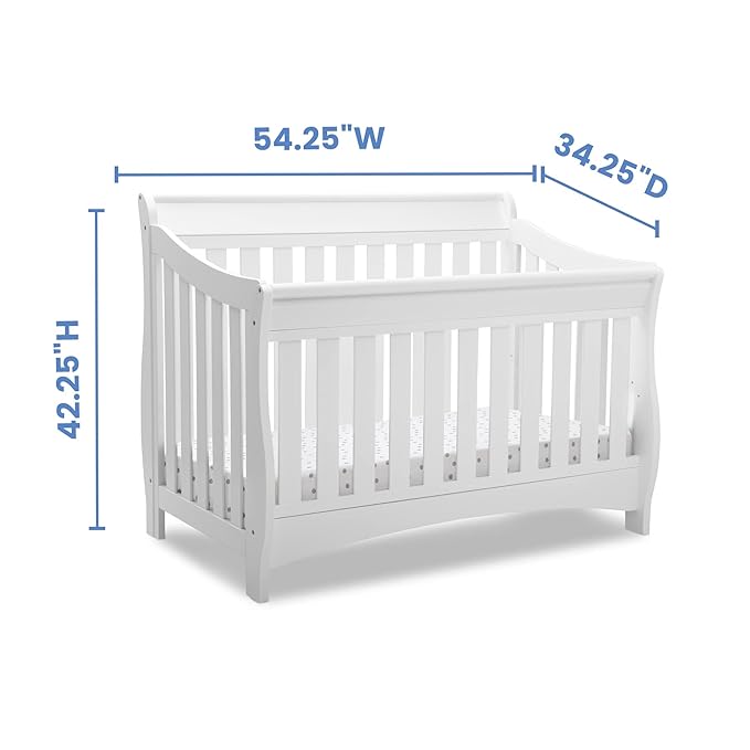 Delta Children Bentley S Series 4-in-1 Convertible Baby Crib, White - LeafyLoom