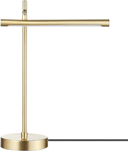 Globe Electric 52889 West 15" LED Integrated Desk Lamp, Matte Brass, 200 Lumens, Dimmer Rotary Switch - LeafyLoom