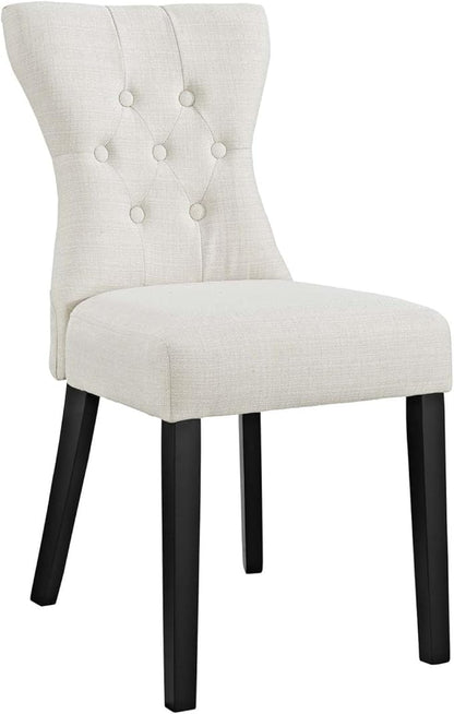 Modway Silhouette Modern Tufted Upholstered Fabric Parsons Four Dining Chairs in Beige - LeafyLoom