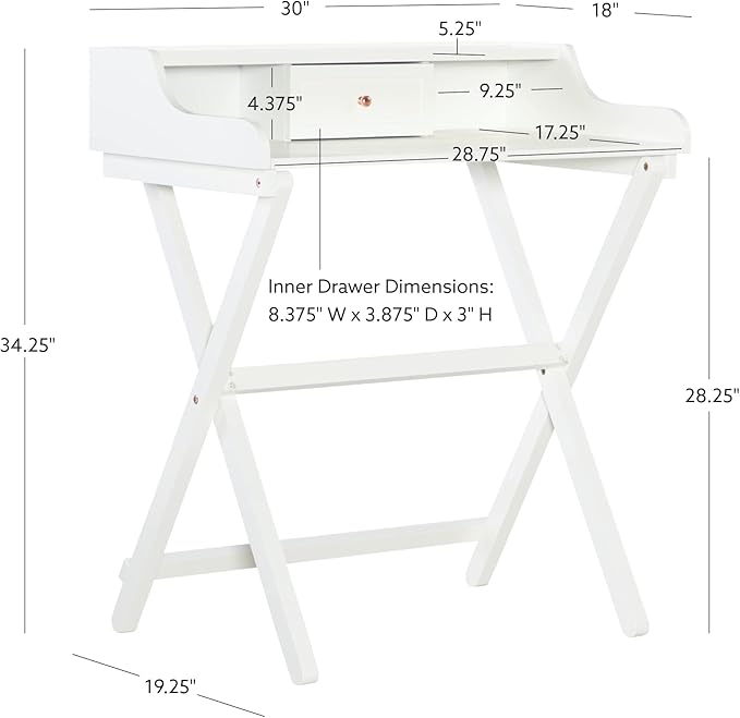 Linon Home Décor Mable White Folding Desk - LeafyLoom