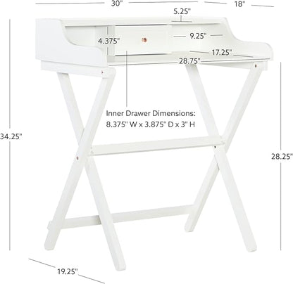 Linon Home Décor Mable White Folding Desk - LeafyLoom