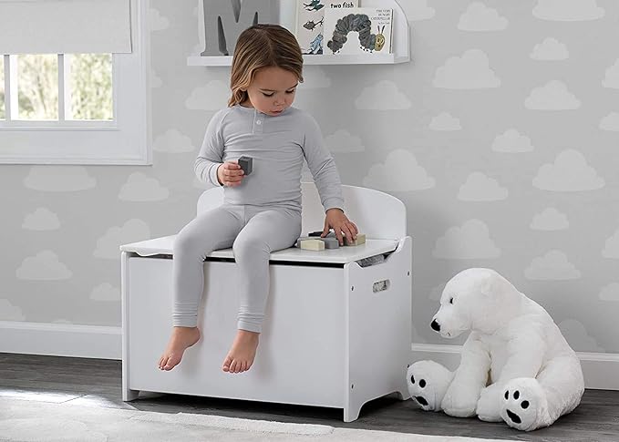 Delta Children MySize Deluxe Toy Box, Bianca White - LeafyLoom