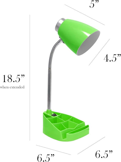 Simple Designs LD1067-GRN Compartmental Desk Lamp with iPhone/iPad/Tablet Stand, Bendable Gooseneck, for Office, Living Room, Nightstand, Library, Entryway, Green - LeafyLoom