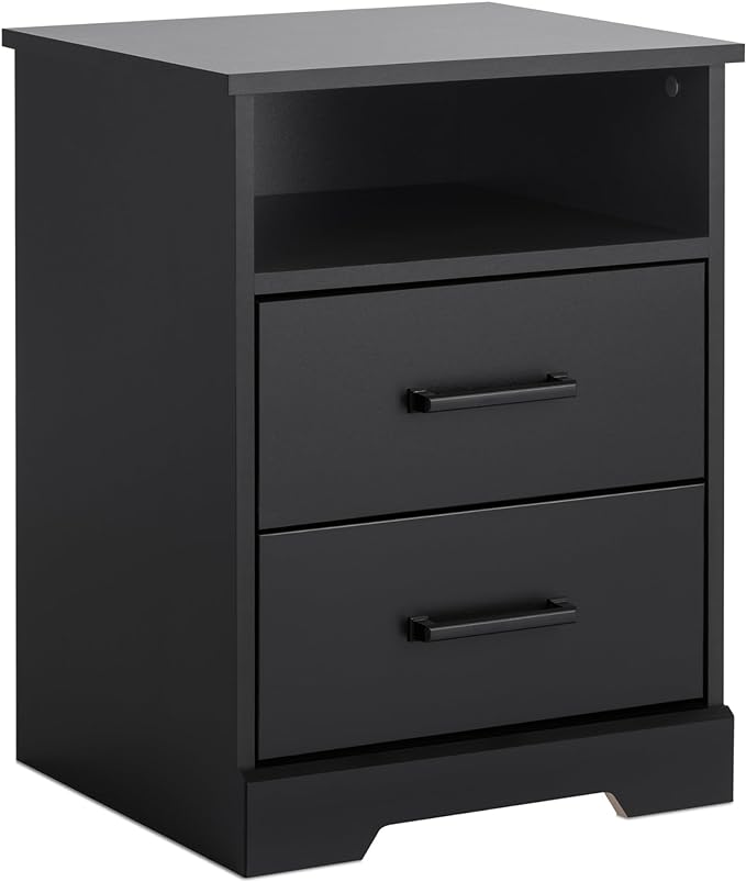 Prepac 2 Drawer Nightstand, 16.25in x 18.75in x 24.5in, Rustic Black - LeafyLoom