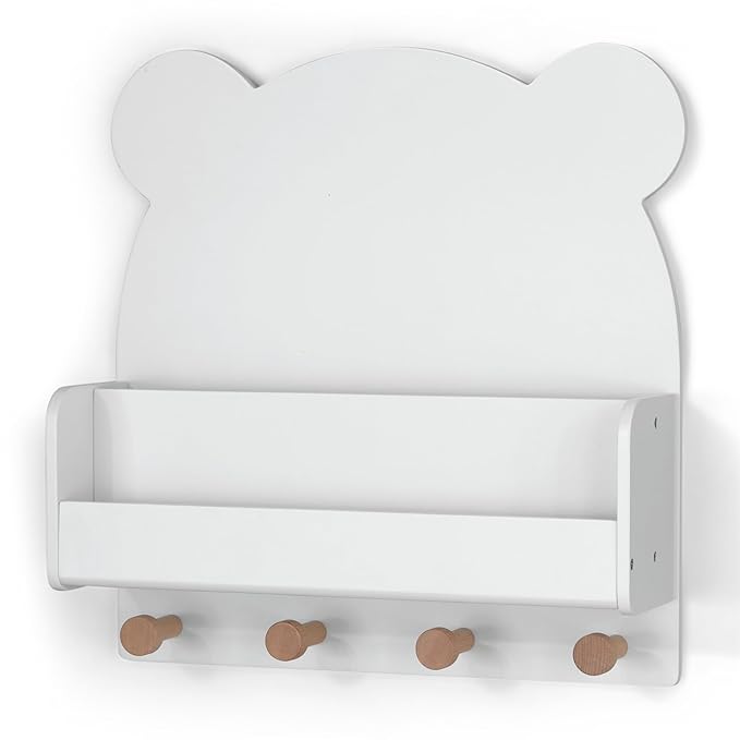 Delta Children babyGap Charlie 6-in-1 Convertible Crib + Brannan Bear Bookcase with Bins + Brannan Bear Wall Shelf with 4 Hooks, Bianca White (Bundle) - LeafyLoom