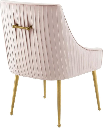 Modway Discern Pleated Back Upholstered Performance Velvet Dining Chair Set of 2, Pink - LeafyLoom