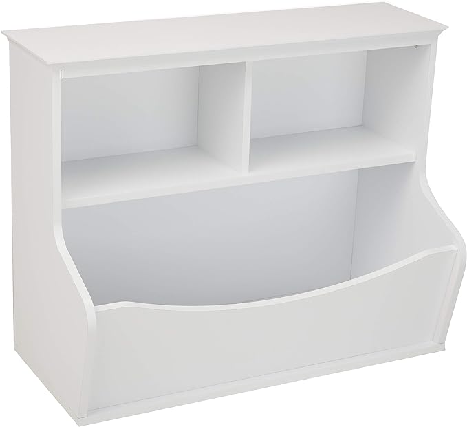 Amazon Basics Children's Multi-Functional 3 Shelf Bookcase and Toy Storage Bin, White, 14.84" D x 31.25" W x 24.56" H - LeafyLoom