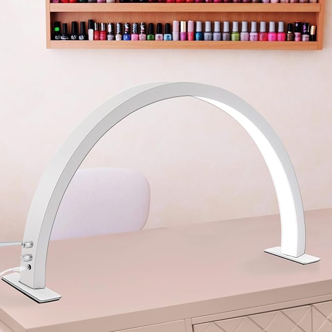 Half Moon Lamp for Naiil Desk 3000-6000k 50w LED Lash Lamp for Lash Extension Led Light for Nails tech, Stepless Dimming 3 Color Led Light for Nails Tech - LeafyLoom