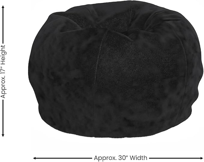 Flash Furniture Dillon Small Black Furry Bean Bag Chair for Kids and Teens - LeafyLoom