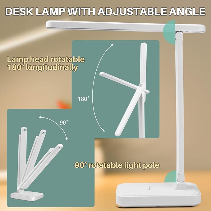 LED Desk Lamp with Touch Control for Reading, No Flicker, 3 Color Modes, Foldable for Table and Eye Caring for Office, Home, Dormitory, USB Interface DC5V 1A - LeafyLoom