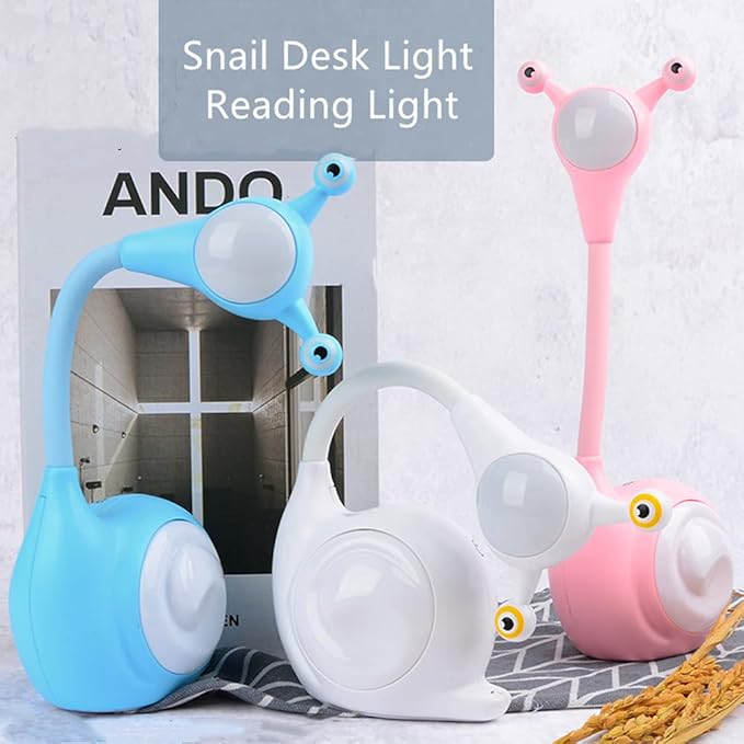 Fantasee Snail LED Desk Lamp Nursery Night Light USB Rechargeable Touch Dimmable for Child Kids Students Bedroom Dorm Reading Birthday Party Gift (White Snail) - LeafyLoom