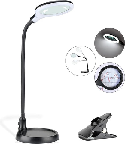 5X Magnifying Lamp, Lighted Magnifying Glass with Light and Stand Hands Free, Desk Magnifying Light, LED Magnifier Work Lamp for Reading, Crafts, Sewing, Hobbies. - LeafyLoom