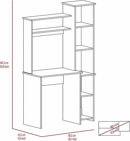 NicBex Laik-DW-00076-DX Desks, 38.7" W x 17.8" D x 63.9" H, White - LeafyLoom