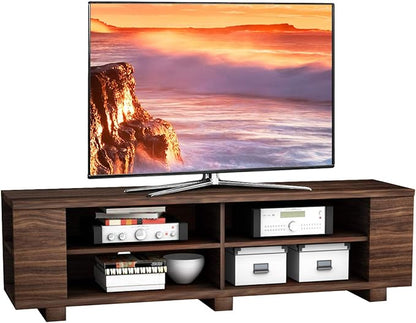 Wood TV Television Stands, Large, Walnut - LeafyLoom