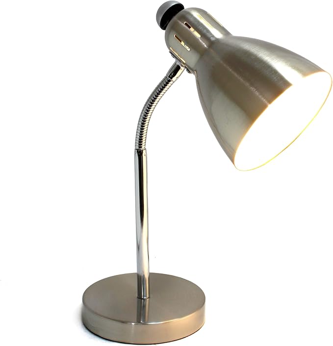 Simple Designs LD1037-BSN Semi Flexible Desk Lamp, Brushed Nickel - LeafyLoom