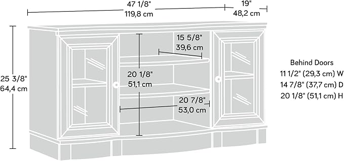 Sauder Regent Place Panel Tv Stand, For TV's up to 50", Estate Black finish - LeafyLoom