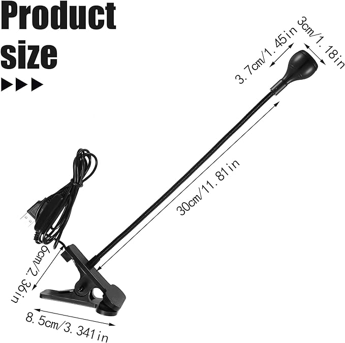 Big Chip 395nm UV LED Light Fixtures with Gooseneck and Clamp Mini Desk Light Clamp Portable Gooseneck for Outdoor Stall Gel Nail Curing, 5V USB Input(Black, Silver,2 Pieces) - LeafyLoom