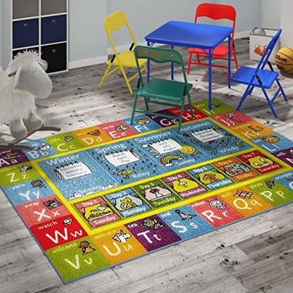 KC Cubs ABC Alphabet Animal Educational Nylon Area Rug - LeafyLoom