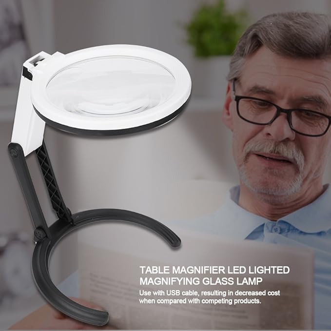 LED Table Lamp with 1.8X & 5X Magnifier, Desk Illuminated Tools Magnifying Glass for Reading Cosmetic Makeup Tattoo Manicure Lighted Magnifier - LeafyLoom