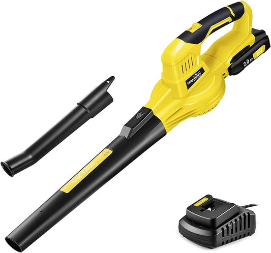 SnapFresh Leaf Blower - 20V Leaf Blower Cordless with Battery & Charger, Electric Leaf Blower for Lawn Care, Battery Powered Leaf Blower Lightweight for Snow Blowing(Yellow) - LeafyLoom