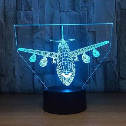 Airplane Night Light 3D Illusion Lamp 16 Color Changing USB Charging/Battery Powered Touch Control with Remote LED Table Desk Decor Lamps Christmas Birthday Gift for Kid Boy Pilot Plane Lover - LeafyLoom