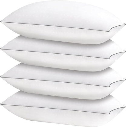 HIMOON Bed Pillows for Sleeping 4 pack,Standard Size Cooling Pillows Set of 4,Top-end Microfiber Cover for Side Stomach Back Sleepers(Grey Edge) - LeafyLoom