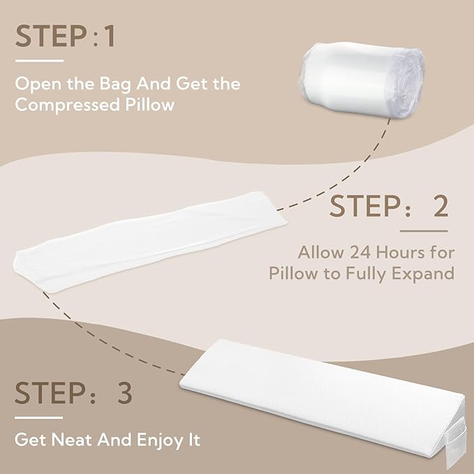 King Bed Wedge Pillow - Versatile Wedge Pillow Bed Gap Filler. Can Also be Used as a headboard Pillow, Mattress Wedge, and Bed Gap Filler(White 60"x10"x6") - LeafyLoom