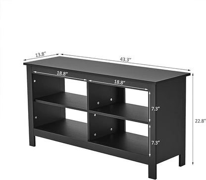 Panana Black TV Stand for 50 inch TV, Storage Shelves, Entertainment Center, Media Console, Living Room, Bedroom - LeafyLoom