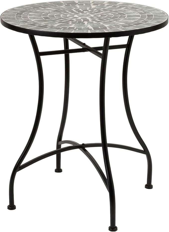 Alpine Corporation Alpine Marbled Glass Mosaic Bistro Set, Onesize, Black/Gray - LeafyLoom