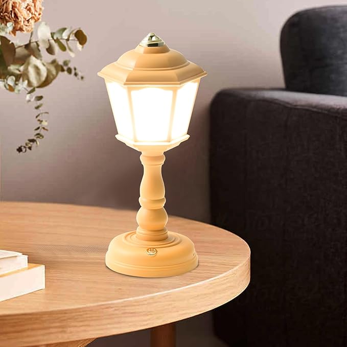 Mini Desk lamp Vintage, LED Desk Lamp Dimmable Table Lamp Reading Lamp with USB Charging Port, Sensitive Control, Eye-Caring Office Lamp,Very Beautiful Decorative Desk lamp (Yellow) - LeafyLoom