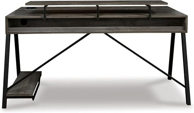 Signature Design by Ashley Barolli Home Office Gaming Desk with Multiuple LED Back Lights, Grayish Brown - LeafyLoom