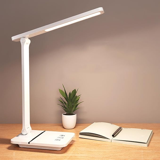 Cordless LED Desk Lamp for Home Office, 6000mAh Rechargeable Battery Operated Table Lamps,Eye-Caring Reading Lamp for Students, 3 Lighting Modes & Brightness Dimmer Light for Kids Study - LeafyLoom