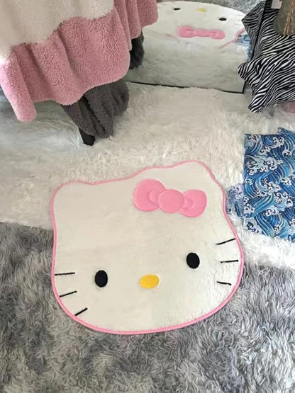 Area Rugs Kawaii Carpet Super Soft Area Rugs Cute Cartoon Kitten Face Pattern Bedroom Mats，Luxury Shaggy High Absorbent and Anti Slip - LeafyLoom