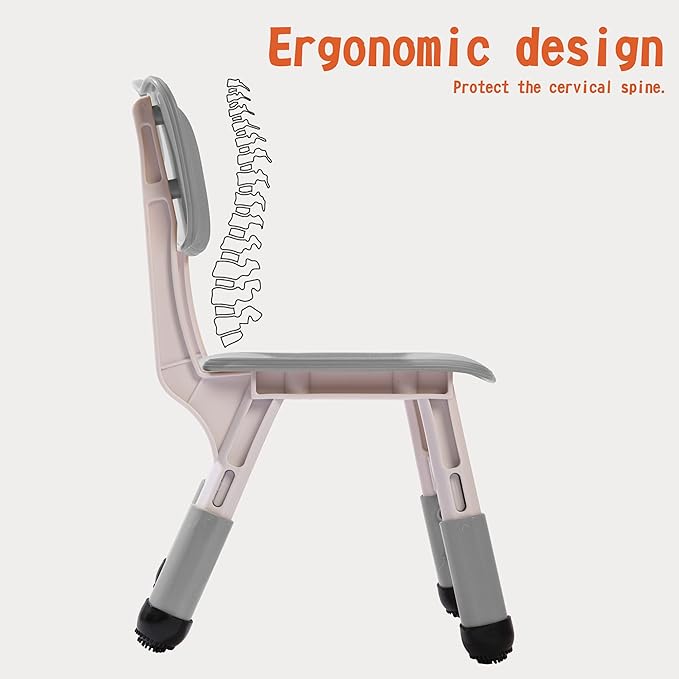 Kids' Desk Chairs Adjustable Height is Suitable for Children's Chairs Used in Families, Schools and Day-Care Between 2-10 Years Old The Max Bearing Capacity is 220LB(5PCS-Beige) - LeafyLoom