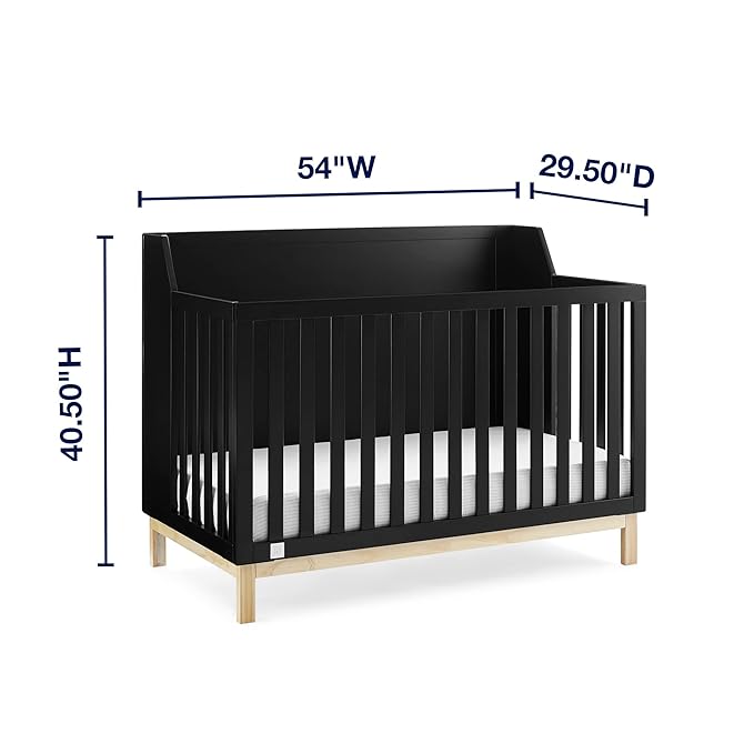 GAP babyGap Oxford 6-in-1 Convertible Crib - Greenguard Gold Certified, Ebony/Natural - LeafyLoom