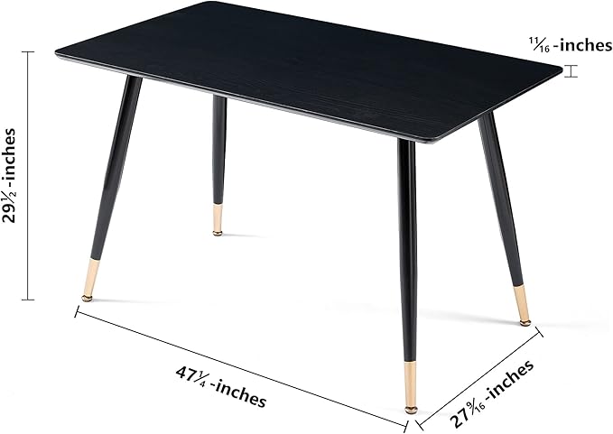 NicBex 47.24Inch Rectangular Dining Table,Modern Minimalist Kitchen Table with Black MDF Legs for 4 to 6,Writing Table Desk,Dining Room Table for Kitchen,Meeting Room and Living Room,Antique Black - LeafyLoom