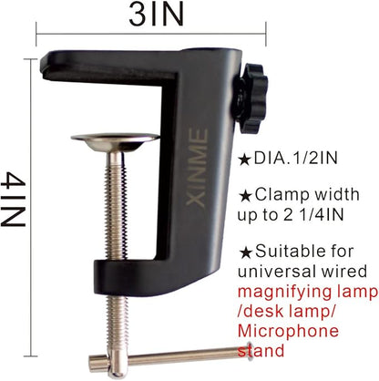 Replacement Heavy Duty C Clamp for 1/2” Base Magnifying Lamp,Desk Lamp,Swing Arm Lamp,Phone I pad Mount,Tablet Mic Holder,Table Mount Clamp for Microphone Stand Mic Boom Arm (ALU BLACK) - LeafyLoom