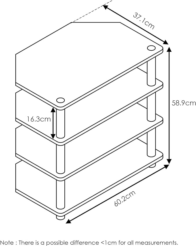 Furinno Turn-N-Tube Easy Assembly 4-Tier Petite Entertainment Center / TV Stand / TV Unit / TV Desk, Espresso/Grey - LeafyLoom