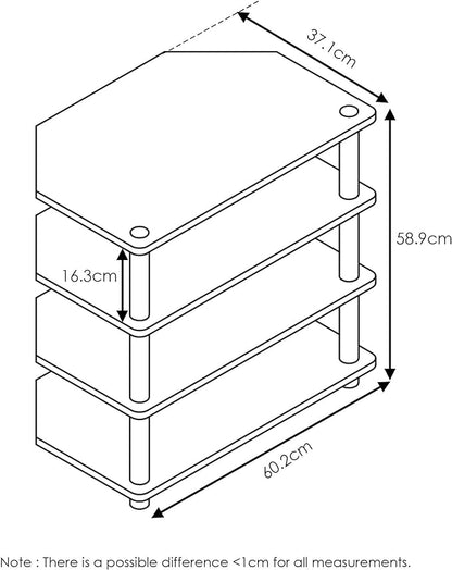 Furinno Turn-N-Tube Easy Assembly 4-Tier Petite Entertainment Center / TV Stand / TV Unit / TV Desk, Espresso/Grey - LeafyLoom