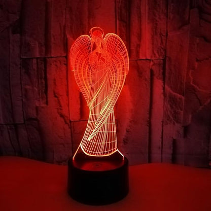 3D Angel Night Light Illusion Lamp 7/16 Color Change LED Lamp USB Power Remote Control Table Gift Kids Gifts Decor Decorations Christmas Valentines Gift - LeafyLoom