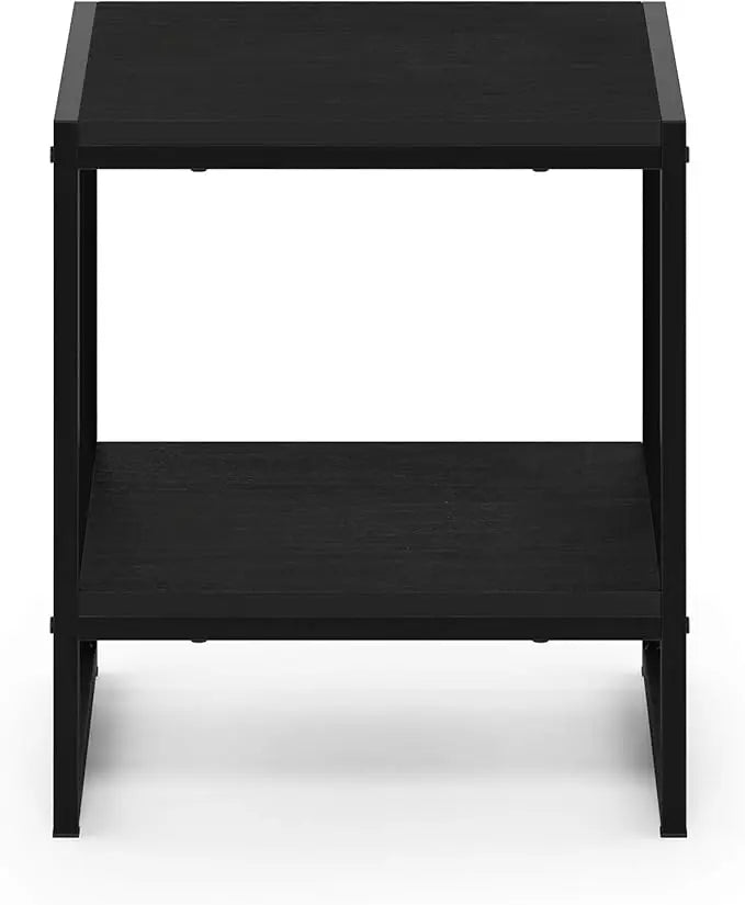 FURINNO Camnus Modern Living 2-Tier End Table, Americano, 15.9 in x 15.75 in x 18 in - LeafyLoom