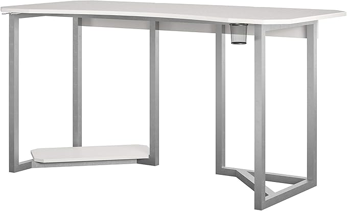 Quest Gaming Desk with CPU Stand, White - LeafyLoom